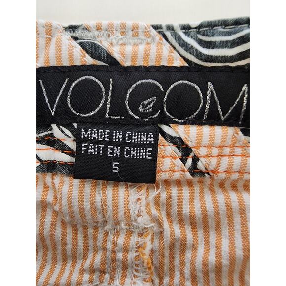 VOLCOM Women's Orange Pin Stripe Short Shorts SZ 5 - Picture 5 of 6